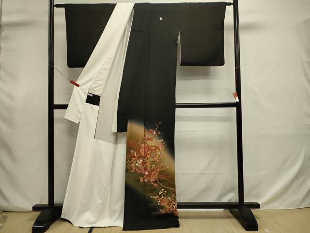 平和屋着物■豪華黒留袖 花鼓文 暈し染め 金彩 正絹 逸品 DABJ9058ya