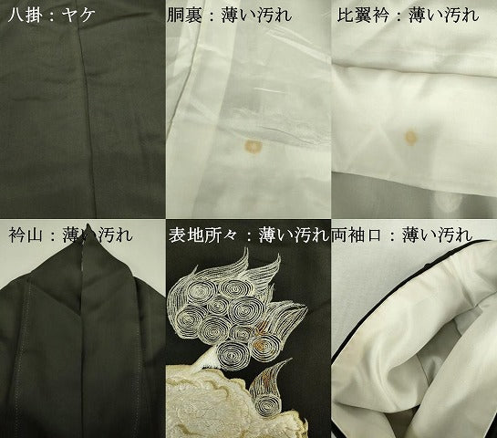 平和屋着物■豪華黒留袖 刺繍 唐獅子 金銀糸 正絹 逸品 DABJ9069ya