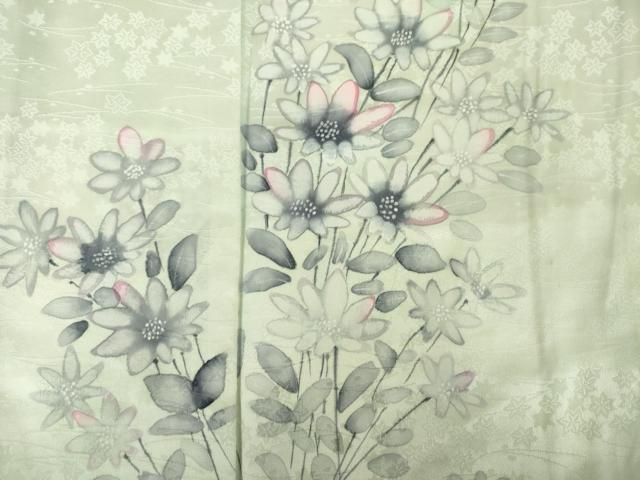 平和屋着物■訪問着 手描き 草花文 正絹 逸品 DABJ9074ya