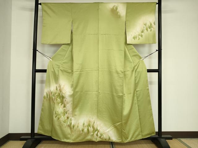 平和屋着物■訪問着 草葉文 暈し染め 金彩 正絹 逸品 DABJ9078ya