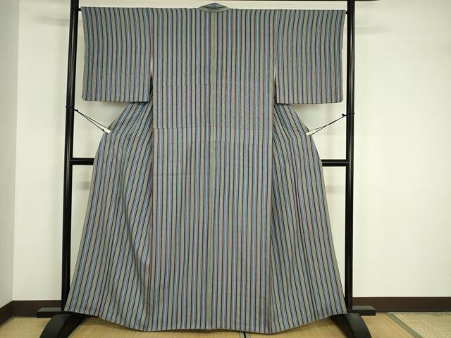 平和屋着物■上質な小紋 草花地紋 間道 正絹 逸品 DABJ9080ya