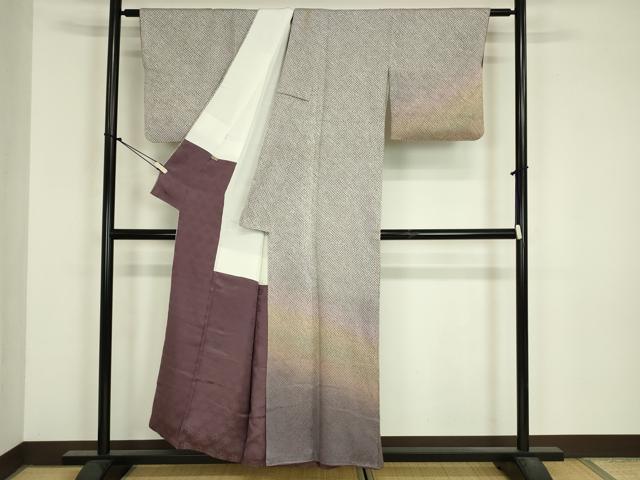 平和屋着物■訪問着 総絞り 霞文 暈し染め 正絹 逸品 DABJ9085ya