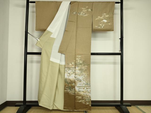 平和屋着物■訪問着 風景花松文 暈し染め 金彩 正絹 逸品 DABJ9086ya