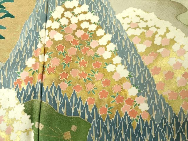平和屋着物■豪華色留袖 作家物 駒刺繍 重ね山花松文 金彩 正絹 逸品 DABJ9093ya