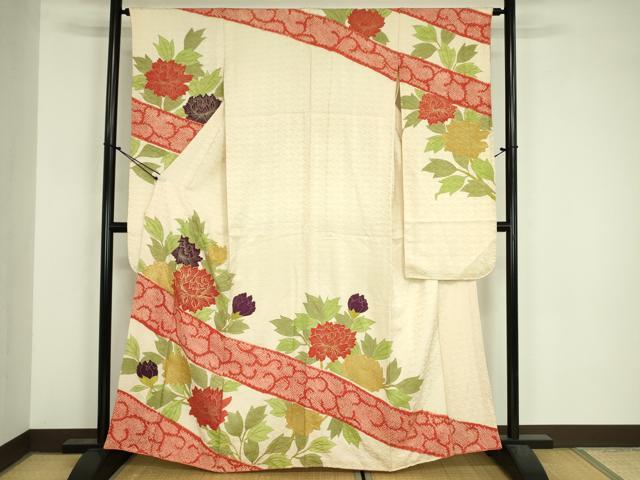 平和屋着物■豪華振袖 駒刺繍 絞り 牡丹唐草文 金彩 正絹 逸品 DABJ9102ya