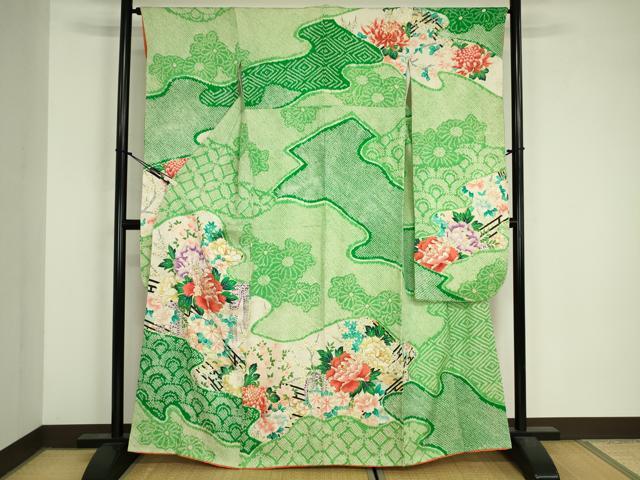 平和屋着物■豪華振袖 駒刺繍 絞り 道長吉祥花文 金彩 正絹 逸品 DABJ9103ya
