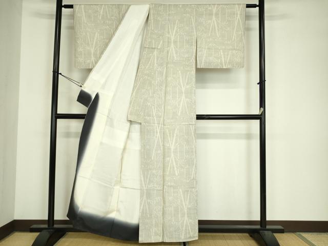 平和屋着物■本場大島紬 白大島 7マルキ 笹竹文 正絹 逸品 DABJ9119ya