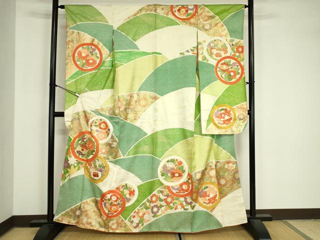平和屋着物■豪華振袖 駒刺繍 草花丸文 金彩 正絹 逸品 DABJ9120ya