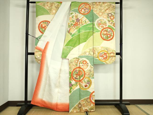 平和屋着物■豪華振袖 駒刺繍 草花丸文 金彩 正絹 逸品 DABJ9120ya