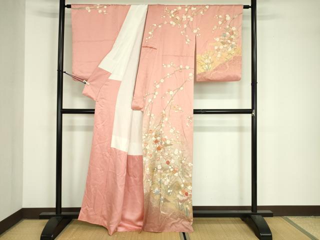 平和屋着物■訪問着 駒刺繍 短冊枝花文 暈し染め 金彩 正絹 逸品 DABJ9125ya