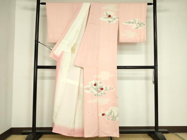 平和屋着物■訪問着 手描き 絞り 刺繍 枝梅文 正絹 逸品 DABJ9126ya
