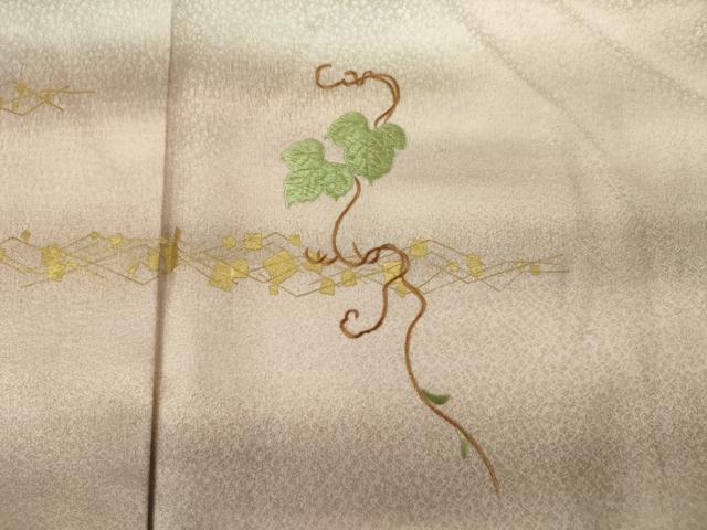 平和屋着物■訪問着 刺繍 蔦の葉文 箔散らし 暈し染め 金彩 正絹 逸品 DABJ9127ya