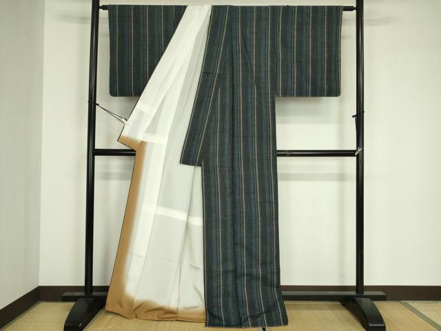 平和屋着物■上質な紬 間道 正絹 逸品 未使用 DABJ9128ya