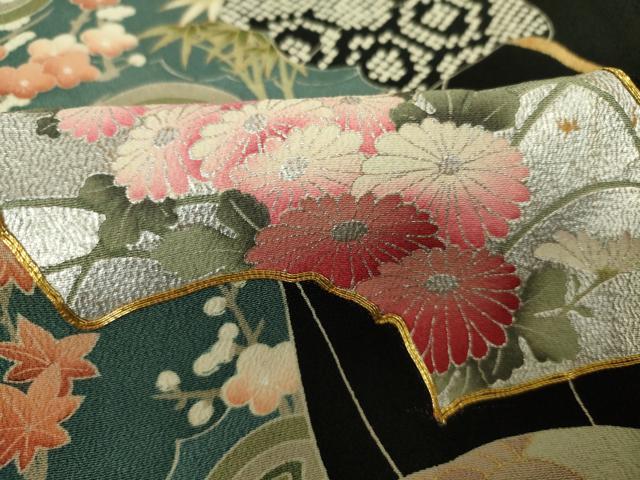 平和屋着物■豪華黒留袖 作家物 駒刺繍 地紙花文 宝尽くし 金銀彩 正絹 逸品 DABJ9129ya