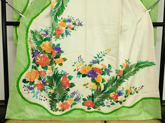 平和屋着物■豪華振袖 駒刺繍 絞り 草花文 金彩 正絹 逸品 DABJ9130ya