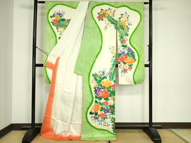 平和屋着物■豪華振袖 駒刺繍 絞り 草花文 金彩 正絹 逸品 DABJ9130ya