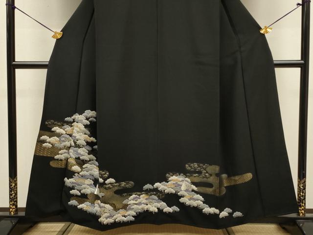 平和屋着物■豪華黒留袖 刺繍 寿光織 松尽くし 金銀糸 正絹 逸品 DABJ9137ya