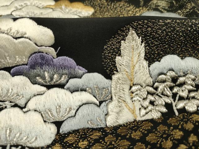 平和屋着物■豪華黒留袖 刺繍 寿光織 松尽くし 金銀糸 正絹 逸品 DABJ9137ya