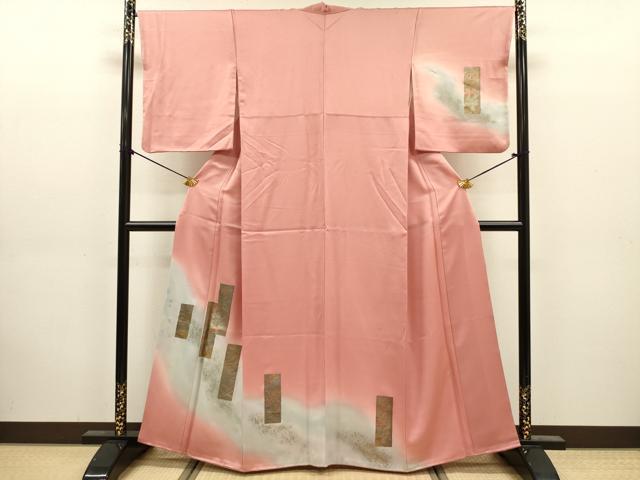 平和屋着物■訪問着 短冊花鳥文 暈し染め 金銀彩 正絹 逸品 DABJ9153ya