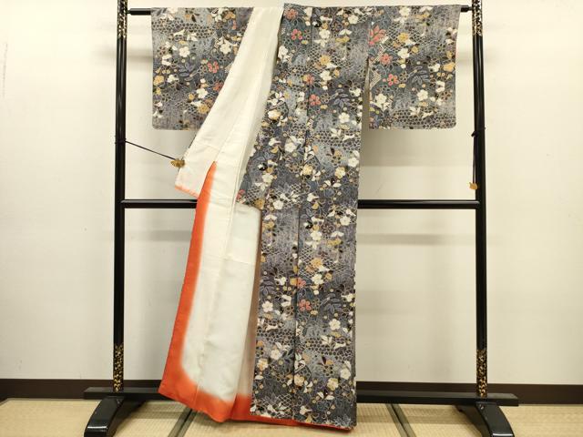 平和屋着物■上質な小紋 辻が花 暈し染め 金彩 正絹 逸品 DABJ9156ya