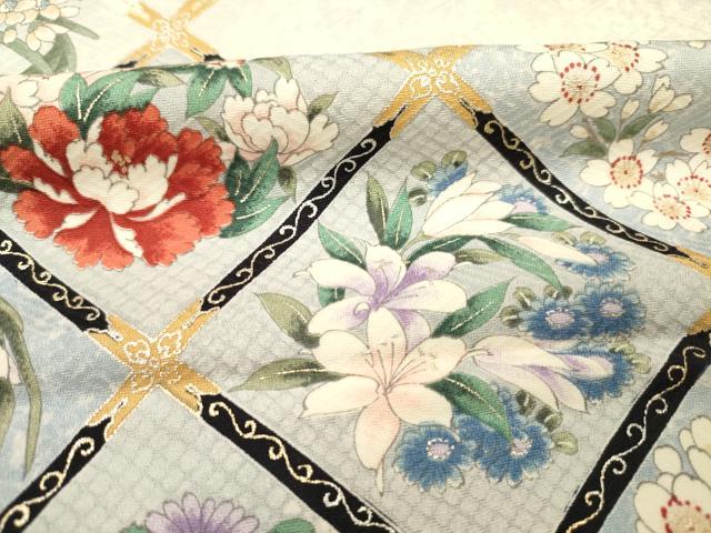 平和屋着物■上質な小紋 天井草花文 暈し染め 金彩 正絹 逸品 DABJ9157ya
