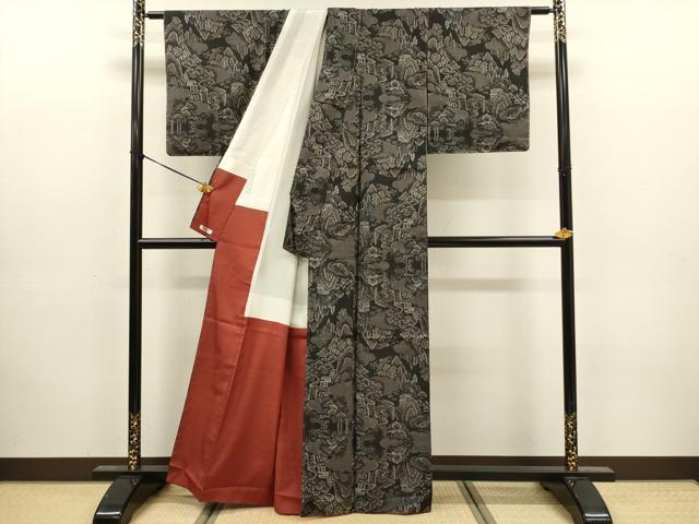 平和屋着物■本場大島紬 7マルキ 風景文 正絹 逸品 DABJ9158ya