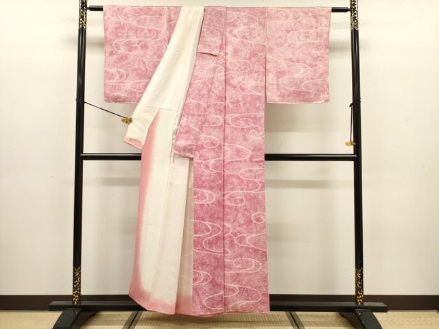 平和屋着物■上質な小紋 絞り 流水文 暈し染め 正絹 逸品 DABJ9162ya