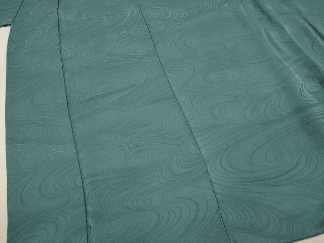 平和屋着物■上質な色無地 流水地紋 青碧色 正絹 逸品 DABJ9164ya