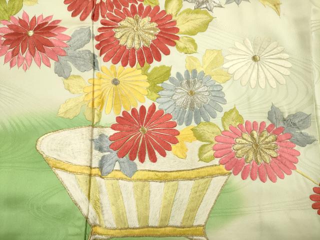 平和屋着物■豪華振袖 総刺繍 飾花文 暈し染め 金銀糸 正絹 逸品 DABJ9168ya