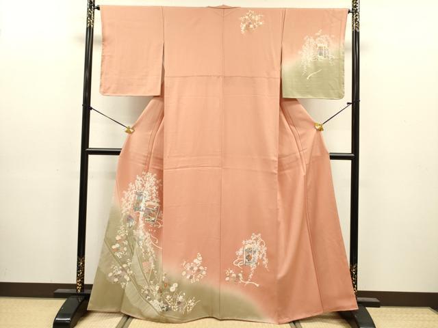 平和屋着物■訪問着 貝桶花文 暈し染め 金彩 正絹 逸品 未使用 DABJ9174ya