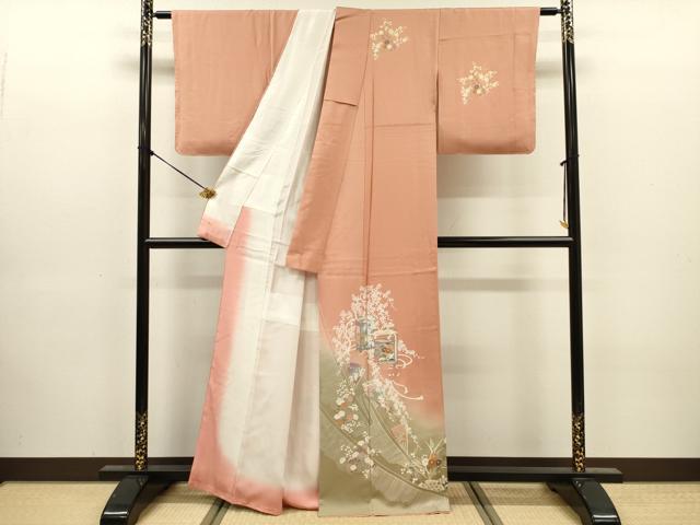 平和屋着物■訪問着 貝桶花文 暈し染め 金彩 正絹 逸品 未使用 DABJ9174ya