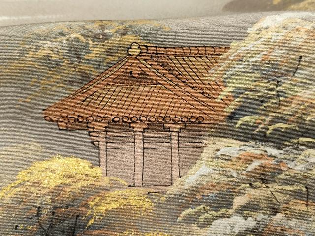 平和屋着物■訪問着 風景文 暈し染め 金彩 正絹 逸品 DABJ9193ya
