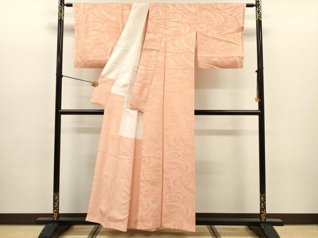 平和屋着物■上質な色無地 流水地紋 赤香色 正絹 逸品 未使用 DABJ9202ya