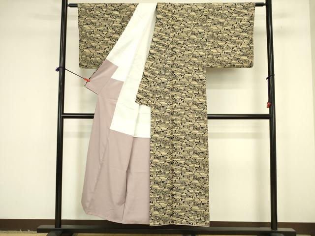 平和屋着物■本場染大島紬 風景文 正絹 逸品 DABJ9209ya