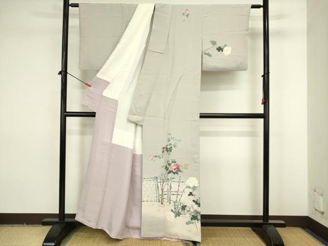 平和屋着物■訪問着 友禅 枝花文 暈し染め 正絹 逸品 DABJ9231ya