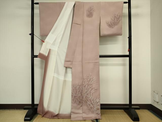 平和屋着物■訪問着 枝葉文 暈し染め ロング丈 正絹 逸品 DABJ9240ya