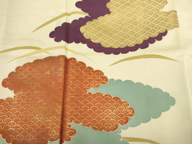 平和屋着物■訪問着 雲取り芝草文 金彩 正絹 逸品 DABJ9242ya