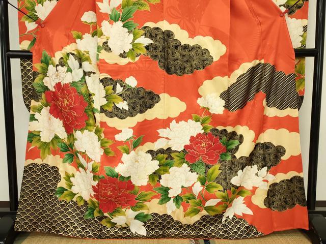 平和屋着物■豪華振袖 駒刺繍 牡丹文 金彩 正絹 逸品 DABJ9245ya