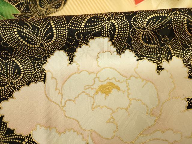 平和屋着物■豪華振袖 駒刺繍 牡丹文 金彩 正絹 逸品 DABJ9245ya