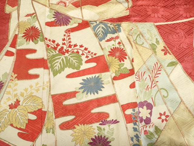 平和屋着物■豪華振袖 駒刺繍 誰が袖花文 金銀彩 正絹 逸品 DABJ9250ya