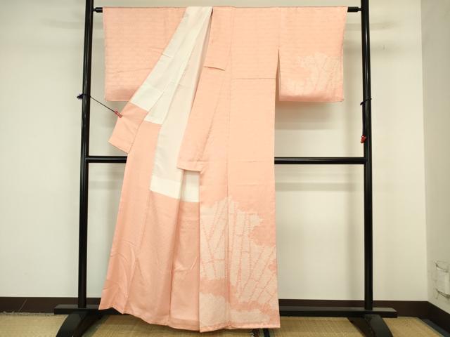 平和屋着物■訪問着 絞り 青海波花地紋 竹 正絹 逸品 DABJ9275ya