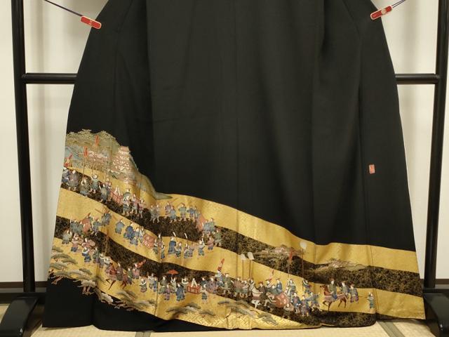 平和屋着物■豪華黒留袖 作家物 大名行列 金彩 正絹 逸品 DABJ9288ya