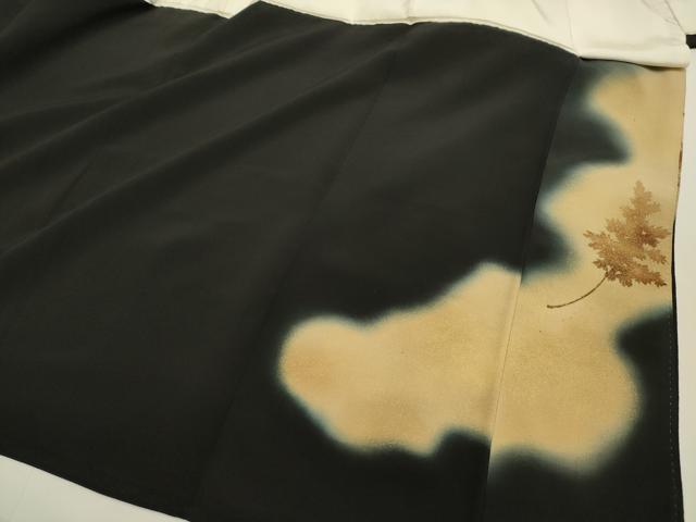 平和屋着物■豪華黒留袖 刺繍 草葉文 暈し染め 金彩 正絹 逸品 DABJ9299ya