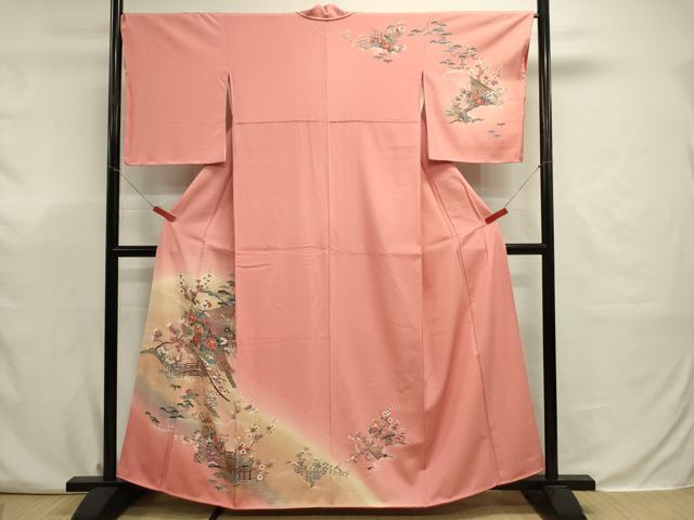 平和屋着物■訪問着 几帳花文 御所解 暈し染め 金銀彩 正絹 逸品 DABJ9320ya