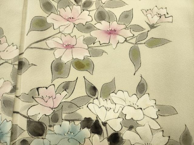 平和屋着物■訪問着 手描き 枝花文 正絹 逸品 DABJ9331ya