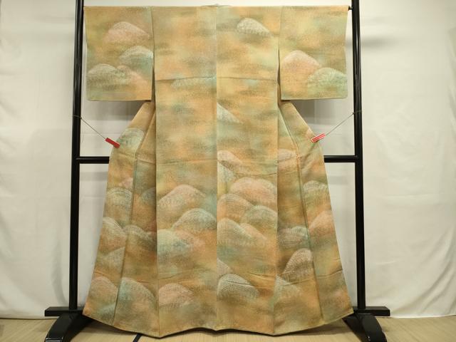平和屋着物■上質な小紋 重ね山文 暈し染め 正絹 逸品 DABJ9337ya