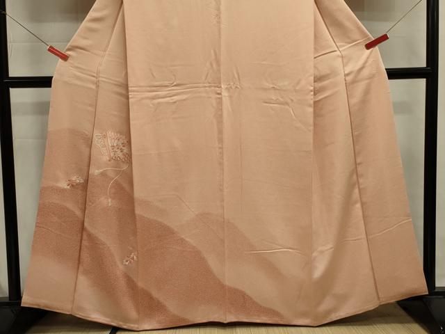 平和屋着物■訪問着 総刺繍 檜扇花文 暈し染め 正絹 逸品 DABJ9344ya