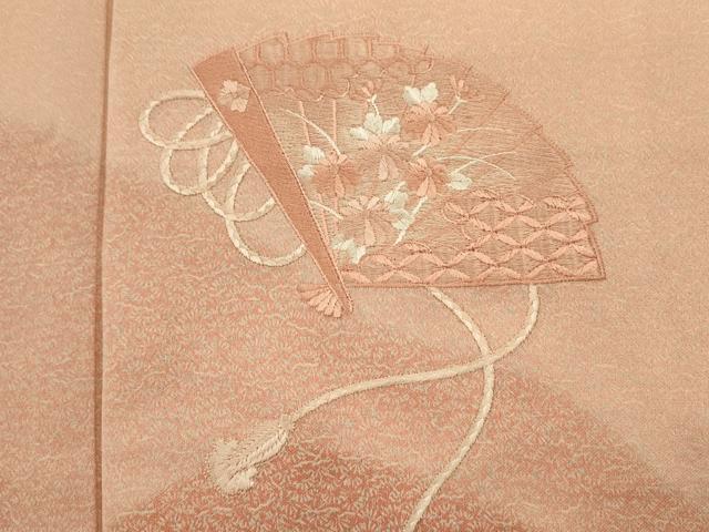 平和屋着物■訪問着 総刺繍 檜扇花文 暈し染め 正絹 逸品 DABJ9344ya