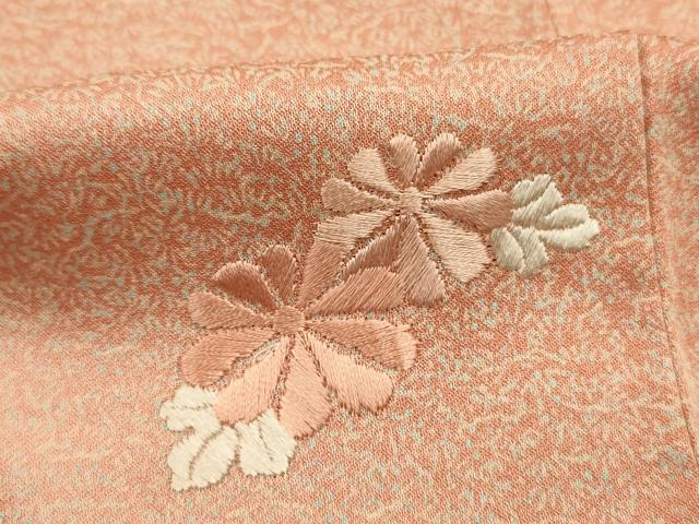 平和屋着物■訪問着 総刺繍 檜扇花文 暈し染め 正絹 逸品 DABJ9344ya