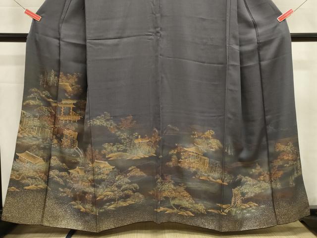 平和屋着物■訪問着 御所車風景花文 暈し染め 金彩 正絹 逸品 DABJ9355ya